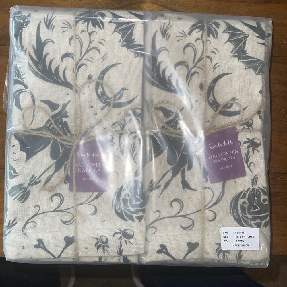 Sur La Table Halloween Napkins, Set of 8 NEW